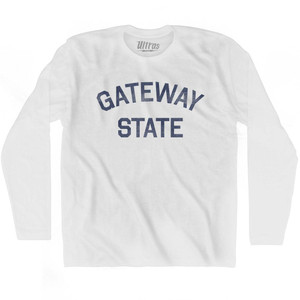 Missouri Gateway State Nickname Adult Cotton Long Sleeve T-shirt - White Missouri Gateway State Nickname Adult Cotton Long Sleeve T-shirt - White