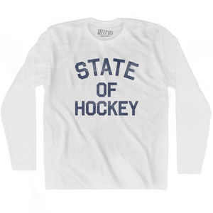 Minnesota State of Hockey Nickname Adult Cotton Long Sleeve T-shirt-White
