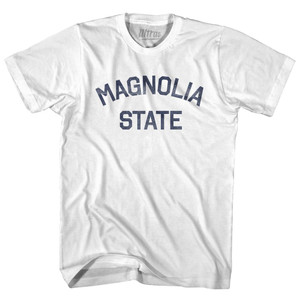 Mississippi Magnolia State Nickname Womens Cotton Junior Cut T-Shirt - White Mississippi Magnolia State Nickname Womens Cotton Junior Cut T-Shirt - White