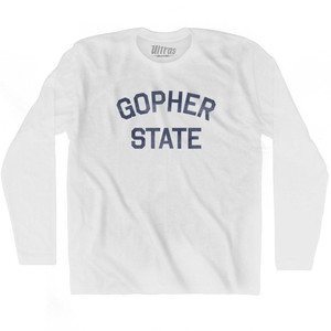 Minnesota Gopher State Nickname Adult Cotton Long Sleeve T-shirt - White Minnesota Gopher State Nickname Adult Cotton Long Sleeve T-shirt - White