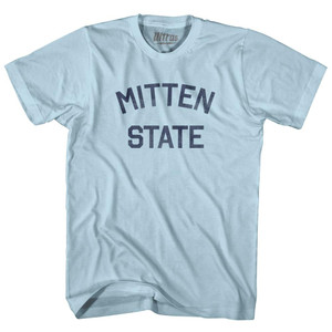 Michigan Mitten State Nickname Adult Cotton T-shirt - Light Blue Michigan Mitten State Nickname Adult Cotton T-shirt - Light Blue