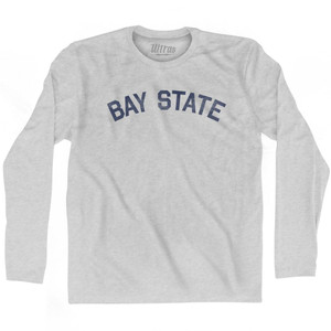 Massachusetts Bay State Nickname Adult Cotton Long Sleeve T-shirt - Grey Heather Massachusetts Bay State Nickname Adult Cotton Long Sleeve T-shirt - Grey Heather