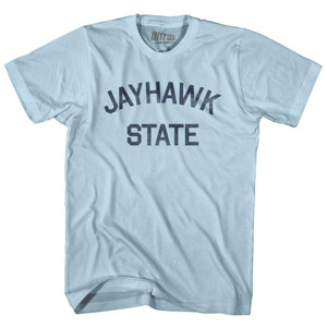 Kansas Jayhawk State Nickname Adult Cotton T-shirt - Light Blue Kansas Jayhawk State Nickname Adult Cotton T-shirt - Light Blue