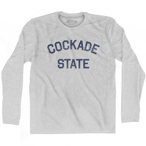 Maryland Cockade State Nickname Adult Cotton Long Sleeve T-shirt - Grey Heather
