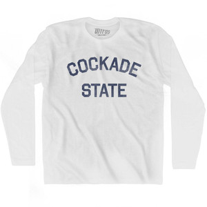 Maryland Cockade State Nickname Adult Cotton Long Sleeve T-shirt - White