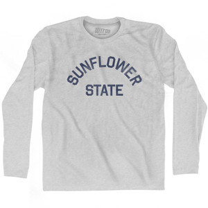 Kansas Sunflower State Nickname Adult Cotton Long Sleeve T-shirt - Grey Heather Kansas Sunflower State Nickname Adult Cotton Long Sleeve T-shirt - Grey Heather