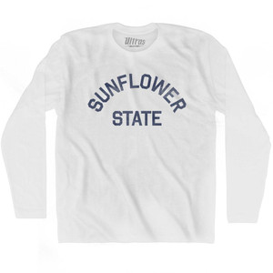 Kansas Sunflower State Nickname Adult Cotton Long Sleeve T-shirt-White Kansas Sunflower State Nickname Adult Cotton Long Sleeve T-shirt-White