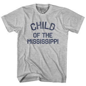 Louisiana Child of the Mississippi Nickname Adult Cotton T-shirt-Grey Heather Louisiana Child of the Mississippi Nickname Adult Cotton T-shirt-Grey Heather
