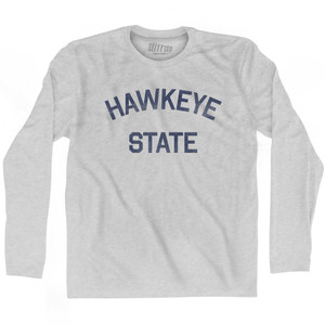 Iowa Hawkeye State Nickname Adult Cotton Long Sleeve T-shirt - Grey Heather