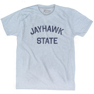 Kansas Jayhawk State Nickname Adult Tri-Blend T-shirt - Athletic White Kansas Jayhawk State Nickname Adult Tri-Blend T-shirt - Athletic White