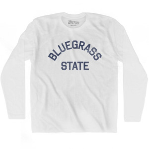 Kentucky Bluegrass State Nickname Adult Cotton Long Sleeve T-shirt - White Kentucky Bluegrass State Nickname Adult Cotton Long Sleeve T-shirt - White
