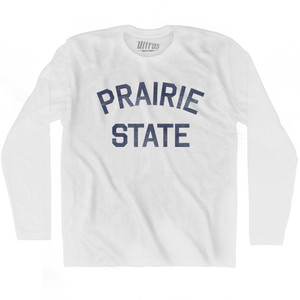 Illinois Prairie State Nickname Adult Cotton Long Sleeve T-shirt - White Illinois Prairie State Nickname Adult Cotton Long Sleeve T-shirt - White