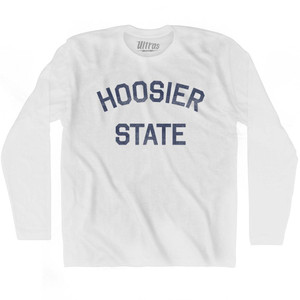 Indiana Hoosier State Nickname Adult Cotton Long Sleeve T-shirt - White Indiana Hoosier State Nickname Adult Cotton Long Sleeve T-shirt - White