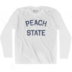 Georgia Peach State Nickname Adult Cotton Long Sleeve T-shirt - White Georgia Peach State Nickname Adult Cotton Long Sleeve T-shirt - White