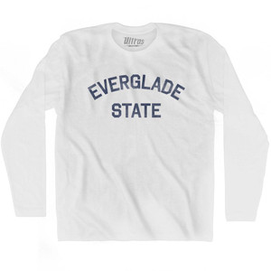 Florida Everglade State Nickname Adult Cotton Long Sleeve T-shirt - White Florida Everglade State Nickname Adult Cotton Long Sleeve T-shirt - White