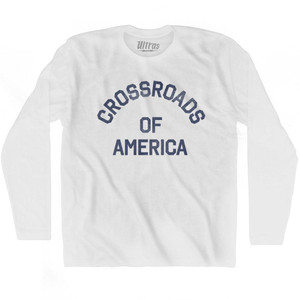 Indiana Crossroads of America Nickname Adult Cotton Long Sleeve T-shirt - White