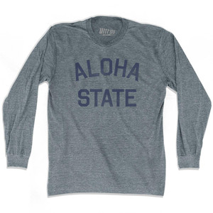 Aloha State Nickname Adult Tri-Blend Long Sleeve T-shirt-Athletic Grey