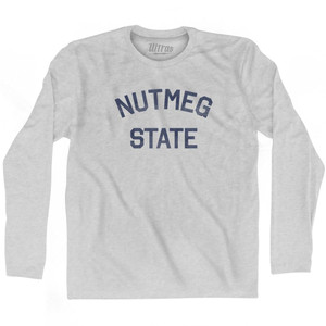 Connecticut Nutmeg State Nickname Adult Cotton Long Sleeve T-shirt-Grey Heather Connecticut Nutmeg State Nickname Adult Cotton Long Sleeve T-shirt-Grey Heather