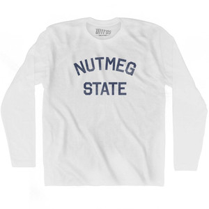 Connecticut Nutmeg State Nickname Adult Cotton Long Sleeve T-shirt - White Connecticut Nutmeg State Nickname Adult Cotton Long Sleeve T-shirt - White