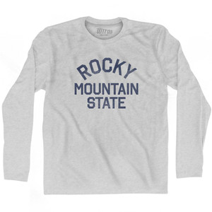 Colorado Rocky Mountain State Nickname Adult Cotton Long Sleeve T-shirt-Grey Heather Colorado Rocky Mountain State Nickname Adult Cotton Long Sleeve T-shirt-Grey Heather