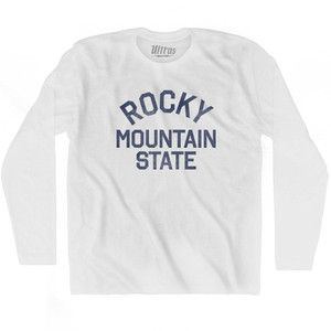 Colorado Rocky Mountain State Nickname Adult Cotton Long Sleeve T-shirt - White Colorado Rocky Mountain State Nickname Adult Cotton Long Sleeve T-shirt - White