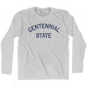 Colorado Centennial State Nickname Adult Cotton Long Sleeve T-shirt - Grey Heather Colorado Centennial State Nickname Adult Cotton Long Sleeve T-shirt - Grey Heather