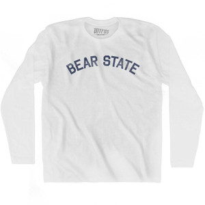 Arkansas Bear State Nickname Adult Cotton Long Sleeve T-shirt-White Arkansas Bear State Nickname Adult Cotton Long Sleeve T-shirt-White