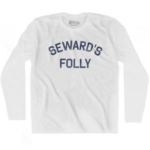 Alaska Seward's Folly Nickname Adult Cotton Long Sleeve T-shirt - White Alaska Seward's Folly Nickname Adult Cotton Long Sleeve T-shirt - White