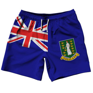 British Virgin Islands Country Flag 7.5" Swim Shorts Made in USA - Yellow Green British Virgin Islands Country Flag 7.5" Swim Shorts Made in USA - Yellow Green
