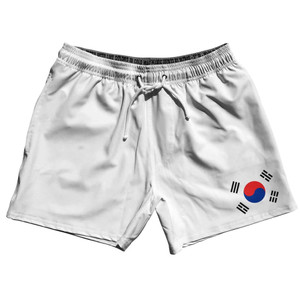 South Korea Country Flag 5" Swim Shorts Made in USA - Blue White South Korea Country Flag 5" Swim Shorts Made in USA - Blue White