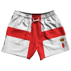 Northern Ireland Country Flag 5" Swim Shorts Made in USA - White Red Northern Ireland Country Flag 5" Swim Shorts Made in USA - White Red