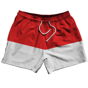 Indonesia Country Flag 5" Swim Shorts Made in USA - Red White