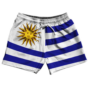 Uruguay Country Flag 5" Swim Shorts Made in USA - Blue White