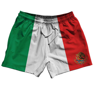 Mexico Country Flag 5" Swim Shorts Made in USA - Green White Red Mexico Country Flag 5" Swim Shorts Made in USA - Green White Red