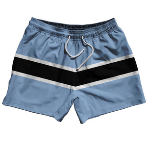 Botswana Country Flag 5" Swim Shorts Made in USA-Light Blue Botswana Country Flag 5" Swim Shorts Made in USA-Light Blue