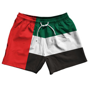 United Arab Emirates Country Flag 5" Swim Shorts Made in USA-Green Black United Arab Emirates Country Flag 5" Swim Shorts Made in USA-Green Black