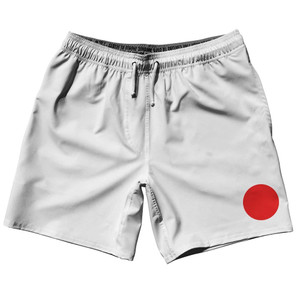 Japan Country Flag 7.5" Swim Shorts Made in USA - Red White Japan Country Flag 7.5" Swim Shorts Made in USA - Red White