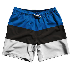 Estonia Country Flag 7.5" Swim Shorts Made in USA - Blue White Estonia Country Flag 7.5" Swim Shorts Made in USA - Blue White