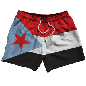 South Yemen Country Flag 5" Swim Shorts Made in USA - Red Black South Yemen Country Flag 5" Swim Shorts Made in USA - Red Black