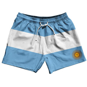 Argentina Country Flag 5" Swim Shorts Made in USA-White Blue