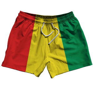 Guinea Country Flag 5" Swim Shorts Made in USA-Red Green Yellow Guinea Country Flag 5" Swim Shorts Made in USA-Red Green Yellow
