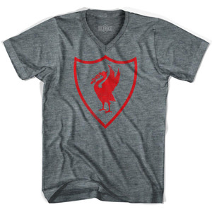 Liverpool Liverbird Soccer Crest Adult Tri-Blend V-neck Womens Soccer Junior Cut T-shirt-Athletic Grey Liverpool Liverbird Soccer Crest Adult Tri-Blend V-neck Womens Soccer Junior Cut T-shirt-Athletic Grey