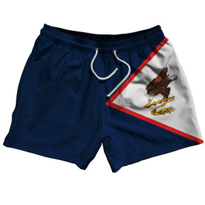 American Samoa Country Flag 5" Swim Shorts Made in USA-Red Blue American Samoa Country Flag 5" Swim Shorts Made in USA-Red Blue