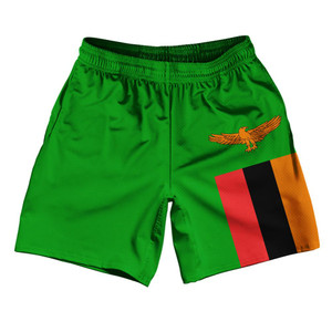Zambia Country Flag Athletic Running Fitness Exercise Shorts 7" Inseam Made In USA - Green Zambia Country Flag Athletic Running Fitness Exercise Shorts 7" Inseam Made In USA - Green