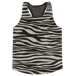 Black & Cool Grey Zebra Running Tank Top Racerback Track & Cross Country Singlet Jersey Made In USA-Black & Cool Grey Black & Cool Grey Zebra Running Tank Top Racerback Track & Cross Country Singlet Jersey Made In USA-Black & Cool Grey