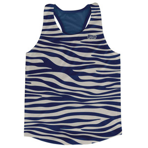 Navy Blue & Cool Grey Zebra Running Tank Top Racerback Track & Cross Country Singlet Jersey Made In USA-Navy Blue & Cool Grey Navy Blue & Cool Grey Zebra Running Tank Top Racerback Track & Cross Country Singlet Jersey Made In USA-Navy Blue & Cool Grey