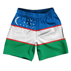 Uzbekistan Country Flag Athletic Running Fitness Exercise Shorts 7" Inseam Made In USA-Blue Green Uzbekistan Country Flag Athletic Running Fitness Exercise Shorts 7" Inseam Made In USA-Blue Green