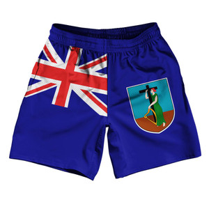 Montserrat Country Flag Athletic Running Fitness Exercise Shorts 7" Inseam Made In USA - Blue Red Montserrat Country Flag Athletic Running Fitness Exercise Shorts 7" Inseam Made In USA - Blue Red