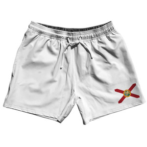 Florida US State 5" Swim Shorts Made in USA - White