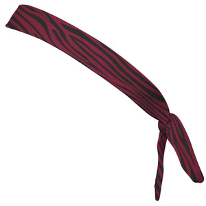 Zebra Red & Black Elastic Tie Running Fitness Skinny Headbands Made In USA - Red Black Zebra Red & Black Elastic Tie Running Fitness Skinny Headbands Made In USA - Red Black